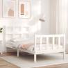 Bed Frame with Headboard White Single Solid Wood Colour white Size 90 x 190 cm 