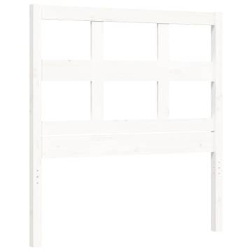 White Single Bed Frame with Headboard - Solid Pine Wood