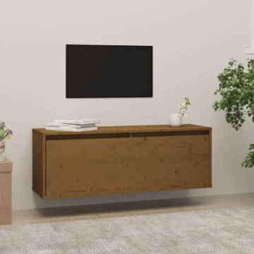 Wall Cabinet Honey Brown 100x30x35 cm - Solid Pinewood