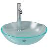 Frosted Glass Bathroom Sink with Tap & Push Drain - Stylish & Durable