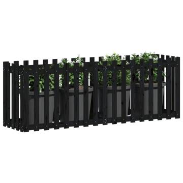 Garden Raised Bed with Fence Design - Solid Pine 200x50x70 cm