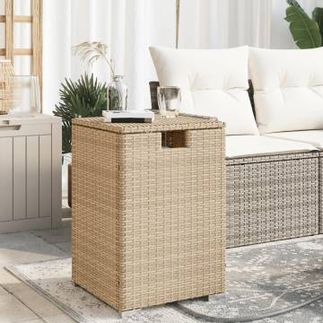 Beige Propane Tank Cover Table - Poly Rattan 40x40x60 cm