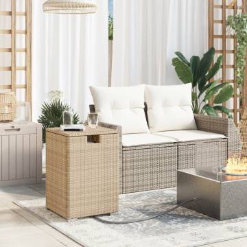 Beige Propane Tank Cover Table - Poly Rattan 40x40x60 cm