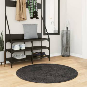 Shaggy Rug High Pile Modern Anthracite Ø 100 cm | Hipomarket UK