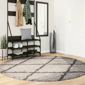 Shaggy Rug High Pile Modern Beige & Anthracite Ø 200 cm | HipoMarket