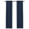 Linen-Look Blackout Curtains 2 pcs Blue 140x245cm - HipoMarket