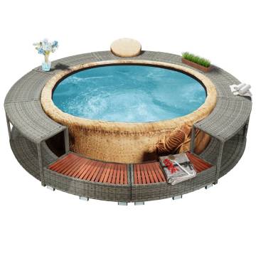 Stylish Grey Poly Rattan Hot Tub Surround | HipoMarket