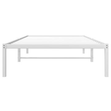 Stylish White Metal Bed Frame 100x200 cm - Durable & Elegant