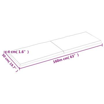 Table Top 160x50 cm Untreated Solid Wood Live Edge - HipoMarket