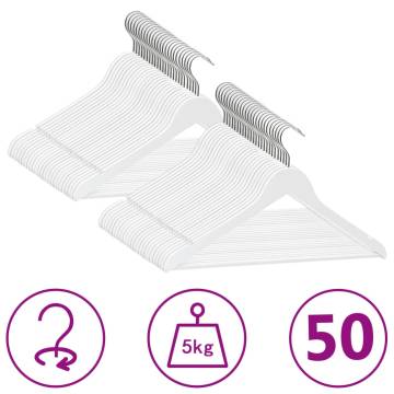 50 Pcs Non-Slip White Hardwood Clothes Hanger Set | Hipo Market