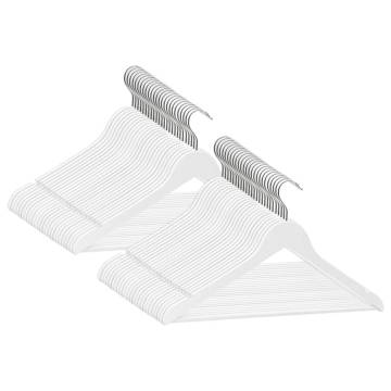 50 Pcs Non-Slip White Hardwood Clothes Hanger Set | Hipo Market