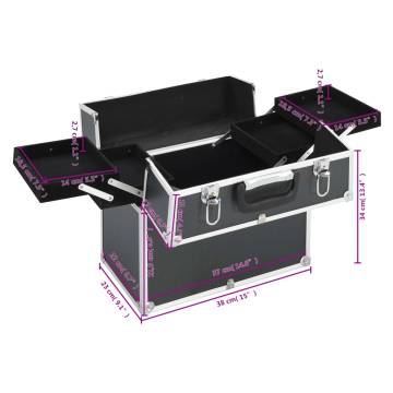 Stylish Black Aluminium Make-up Case 38x23x34 cm | HipoMarket