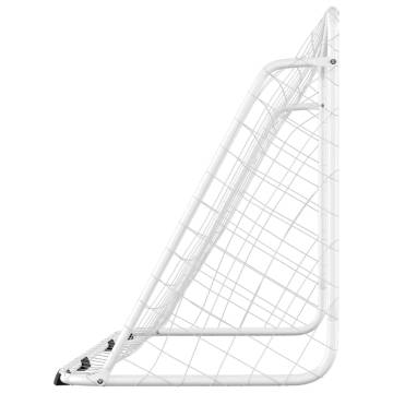 Football Goal with Net - White 180x90x120 cm Steel | HipoMarket