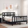 Bed Frame with Headboard Black 140x200 cm Solid Wood Colour black Size 140 x 200 cm 