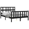 Stylish Black Bed Frame with Headboard - 140x200 cm