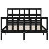 Stylish Black Bed Frame with Headboard - 140x200 cm