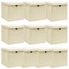 Storage Boxes with Lid 10 pcs Cream 32x32x32 cm Fabric Colour cream with lids Quantity in Package 10 Number of 1 