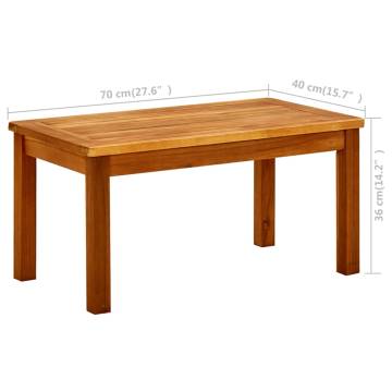 Garden Coffee Table - Solid Acacia Wood 70x40x36 cm