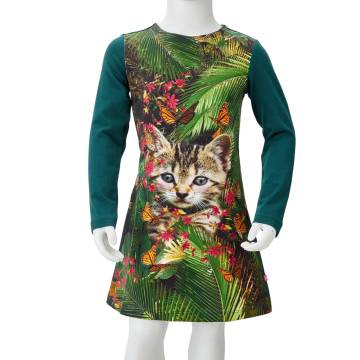 Kids' Dark Green Dress with Long Sleeves - Size 104