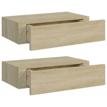 Wall-Mounted Oak Drawer Shelves - 2 pcs | Hipo Market