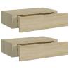 Wall-Mounted Oak Drawer Shelves - 2 pcs | Hipo Market