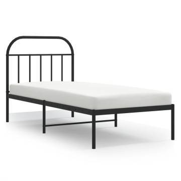 Metal Bed Frame with Headboard Black 90x200 cm - Hipomarket