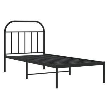 Metal Bed Frame with Headboard Black 90x200 cm - Hipomarket