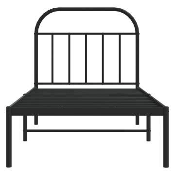 Metal Bed Frame with Headboard Black 90x200 cm - Hipomarket