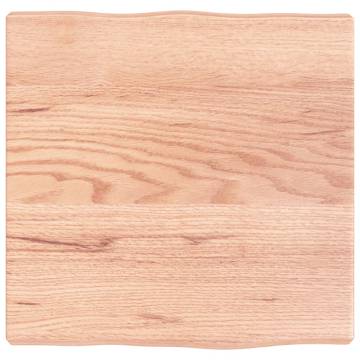 Live Edge Light Brown Solid Oak Table Top - 40x40 cm