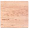 Live Edge Light Brown Solid Oak Table Top - 40x40 cm