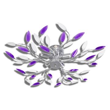 Purple & White Ceiling Lamp - Acrylic Leaf Arms for E14 Bulbs