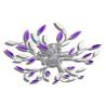 Purple & White Ceiling Lamp - Acrylic Leaf Arms for E14 Bulbs