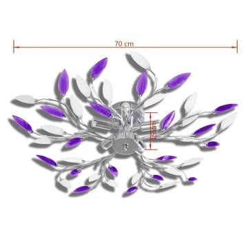 Purple & White Ceiling Lamp - Acrylic Leaf Arms for E14 Bulbs