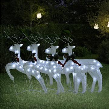 Christmas Reindeers 4 pcs White with 80 LEDs - Hipomarket