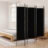 6-Panel Black Room Divider - 240x200 cm Fabric | HiPoMarket