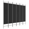 6-Panel Black Room Divider - 240x200 cm Fabric | HiPoMarket