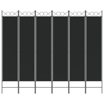 6-Panel Black Room Divider - 240x200 cm Fabric | HiPoMarket