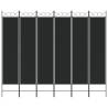 6-Panel Black Room Divider - 240x200 cm Fabric | HiPoMarket