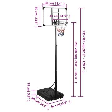 Adjustable Basketball Stand 235-305 cm - Durable Polycarbonate