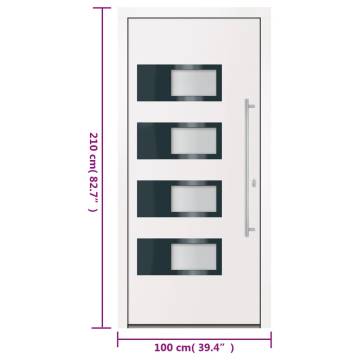 Front Door White 100x210 cm - Aluminium & PVC Security Door