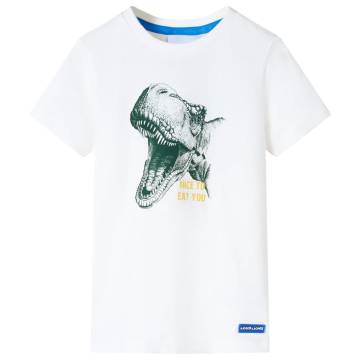 Kids' Ecru T-shirt with Dinosaur Print | Size 140