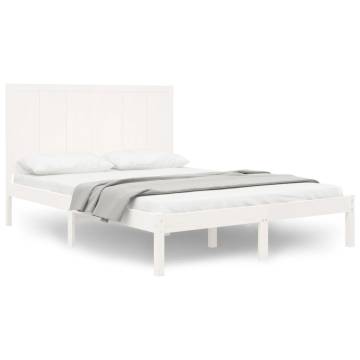 Stylish White Solid Pine Bed Frame 160x200 cm | Hipomarket