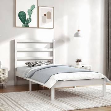 White Solid Wood Pine Bed Frame 90x200 cm - Modern Bedroom