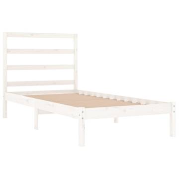 White Solid Wood Pine Bed Frame 90x200 cm - Modern Bedroom