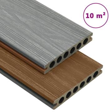 WPC Decking Boards Set - Brown & Grey 10m² | Durable & Stylish