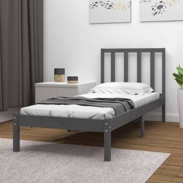 Grey Solid Wood Pine Bed Frame 90x200 cm - Hipomarket