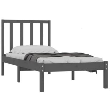 Grey Solid Wood Pine Bed Frame 90x200 cm - Hipomarket