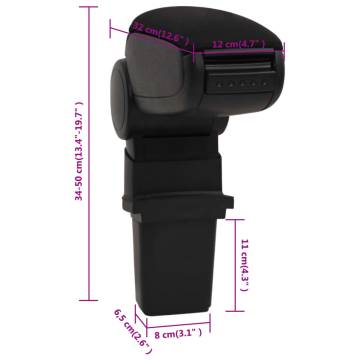 Car Armrest Black 12x32x(34-50) cm ABS - HipoMarket