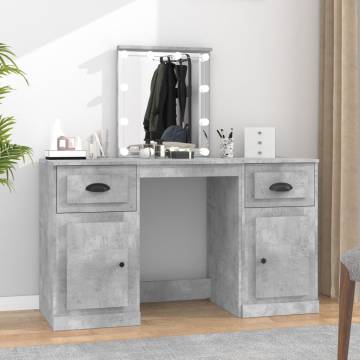 Stylish Concrete Grey Dressing Table with LED - 130x50x132.5 cm