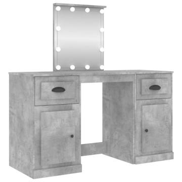 Stylish Concrete Grey Dressing Table with LED - 130x50x132.5 cm